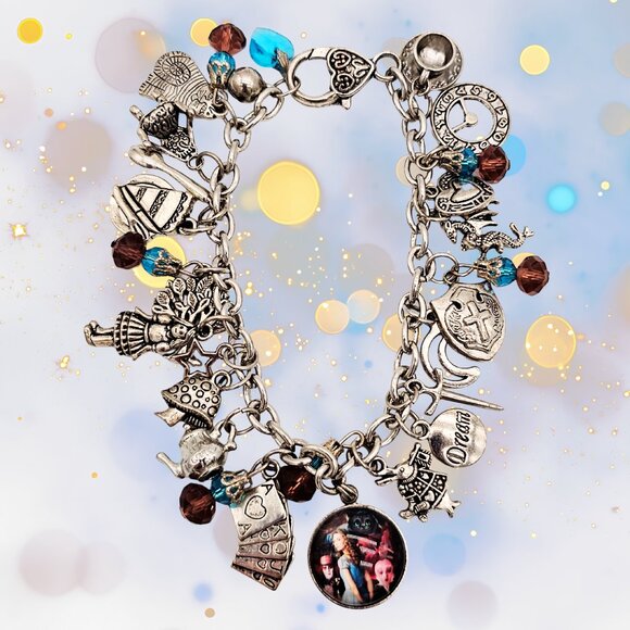 Alice in Wonderland Inspired Charm Bracelet – Silver Tone – Magical, Storybook - Picture 5 of 10